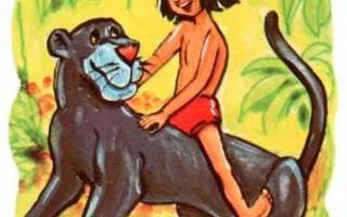 EO 9004 DISNEY / VIIDAKKOKIRJA: Mowgli Bagheeran selässä.