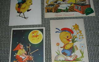 vanhoja pääsiäiskortteja 40-50-luku kenttäpostina