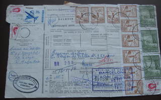 Pakettikortti Argentiinasta Espanjaan mäkihyppääjä merkein