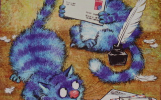Irina Zeniuk sinisillä kissoilla postcrossing päivä