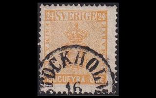 Ruotsi 10b o Vaakuna 24 öre keltainen Stockholm (1858)