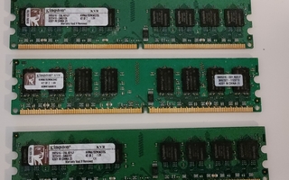 Kingston DDR2 muistikammat (3 kpl) - kvr667d2n5k2/2g