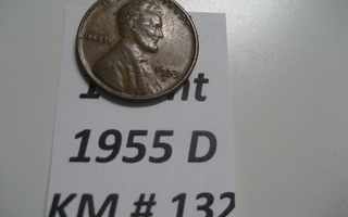 U.S.A   1 Cent 1955  D KM # 132  Pronssi  "Lincoln - Wheat P