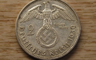 NATSISAKSA 2 Reichsmark 1939, Hakaristi, Hopea