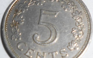 MALTA 5 Cents  v.1972  KM#10    Circ.
