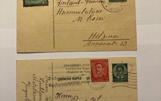 Jugoslavia, 4 kpl kulkeneita postilähetyksiä 1930-luvulta