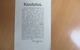 1932 Kerimäki kuulutus pakkohuutokaupasta