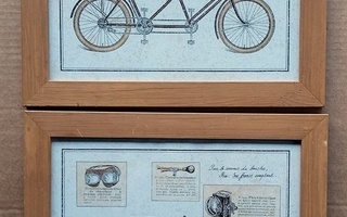 Polkupyörä taulut 2 kpl  kuvissa vanhat & nostalgiset pyörät