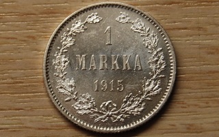1 Markka 1915,Nikolai II, Hopeaa, UNC