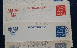 5 kpl Ruotsi KORTBREV postilähetyksiä (ehiö)