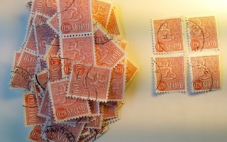 Malli 1963 Leijona karmiini postimerkki 0,20 markka
