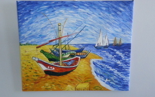 Öljyvärityö Sisustustaulu van Gogh Boats at Saintes Maries
