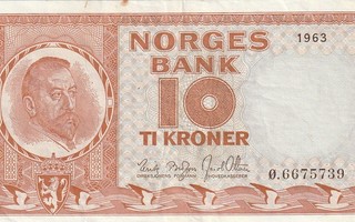 NORGE 10 KRONER 1963 (AB1)