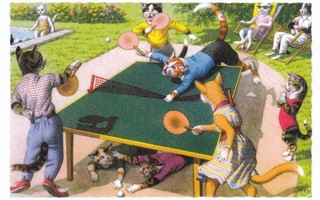 Eugen Hartung: Kissat pelaavat pinnistä (isohko kortti)