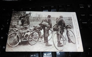 Sotilaat Moottoripyörä Polkupyörä RARE v.1915 PK59