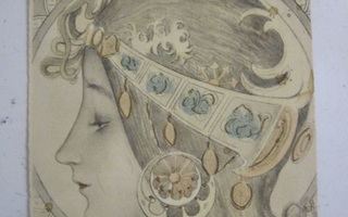 VANHA Postikortti Jugend Art Nouveau ennen 1905 sign Ritella