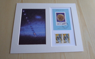 Kuunpimennys taidekuva ja Apollo postimerkit paspiksessa