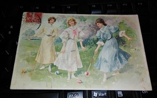 Kauniit Naiset Peli Kroketti v.1908 PK94