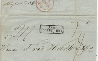1847 maksettu kirje Turusta Preussin kautta Lontooseen