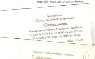 Kutsukortti, 5 kpl. , n. 1960-lukua, Huittinen, Vampula.