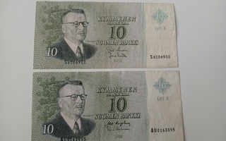 10 Markkaa 1963 Litt.A 2 kpl.