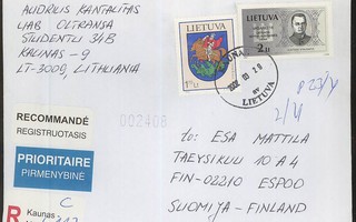 Liettua Mi 752 ym kirjattu kirje Suomeen