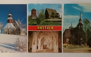3x kortti: Janakkalan, Hattulan ja Keuruun vanha kirkko