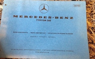 Varaosaluettelo Mercedes-Benz moottori OM 360, 1971