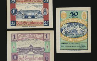 Saksa Notgeld 25, 50 Pfg, 1 Mk, Bad Oeynhausen 1921