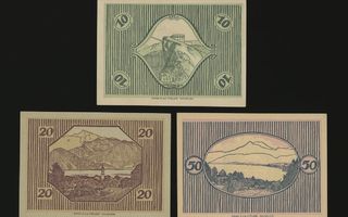 Itävalta Notgeld 10, 20, 50 Heller, St. Gilgen 1920