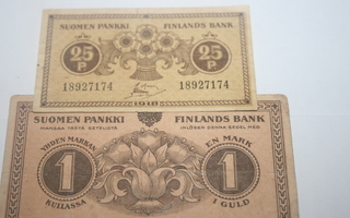 2 kpl Suomalaisia seteleitä. Kl 3-4