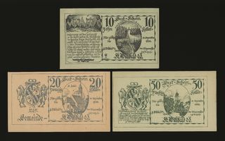 Itävalta Notgeld 10, 20, 50 Heller, St. Willibald