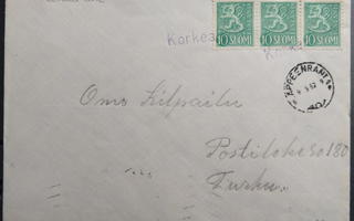 P-pysäkkileima KORKEA-AHO / Lappeenranta 1962 kirjeellä