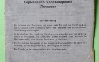 DOKUMENTTI Saksalainen henkilötodistus vuodelta 1946-1951