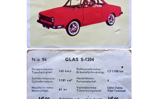 GLAS S-1204 1965 HELLAS-KERÄILYKORTTI - ILMAINEN TOIMITUS
