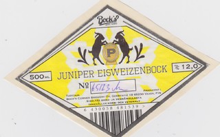 Olutetiketti: JUNIPER EISWEIZENBOCK, Bock´s  Vaasa