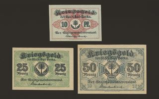 Saksa Notgeld 10, 25, 50 Pfennig, Bad Berka 1917