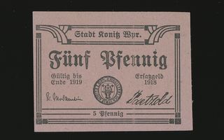 Saksa Notgeld 5 Pfennig, Könitz 1918
