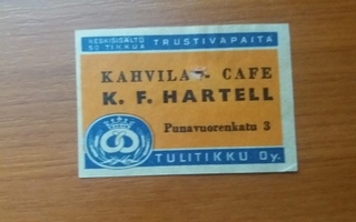 TT ETIKETTI - KAHVILA K.F.HARTELL