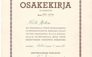 1959 Pienteollisuuden Takaus Oy, Helsinki osakekirja