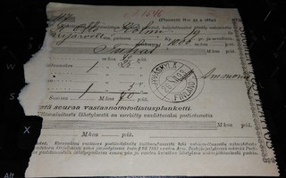 Jyväskylä Finland -leima risalla Blanketilla 1893 PK450/20