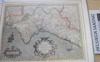 VANHA Kartta Intia Regni Valentiae Typus 1700-l