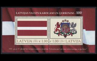 Latvia 1129-30BL49 ** Kansallissymbolit 100v (2021)