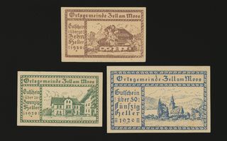 Itävalta Notgeld 10, 20, 50 Heller, Zell 1920