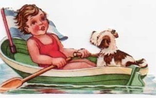 ILLERT / Lapsi soutaa veneellä terrieri kyydissä. 1930-l.