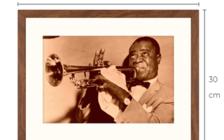Louis Armstrong jazz sepia taidevalokuvataulu kehystetty