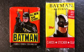 2 kpl Batman-purkkakorttikääreitä (1989 & 1992)