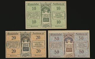 Itävalta Notgeld 10, 20, 50 Heller, Zeillern 1920