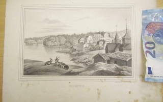 VANHA Gravyyri von Wright Inkoo Fagervik 1840-l Adler Dietze