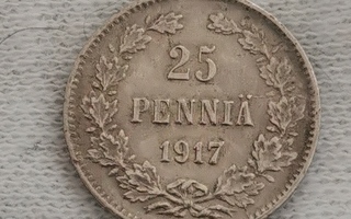 25 penniä 1917, ilman kruunua, Suomi